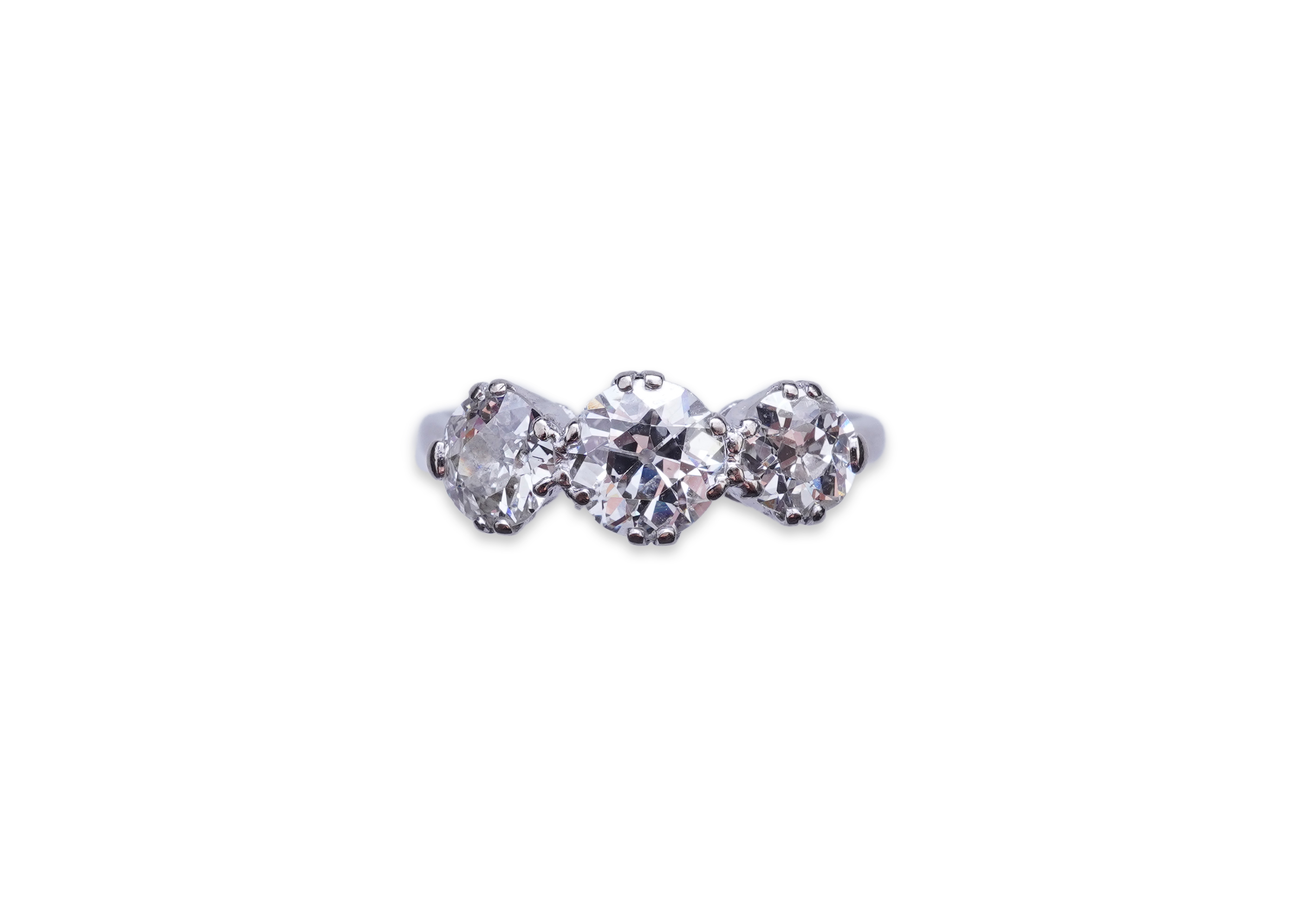 A three-stone diamond ring, early 20th century